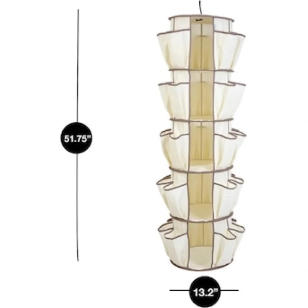 As Seen On Tv Smart Carousel Organizer 5-Shelves 40 Pockets 360 Spin Metal Hook